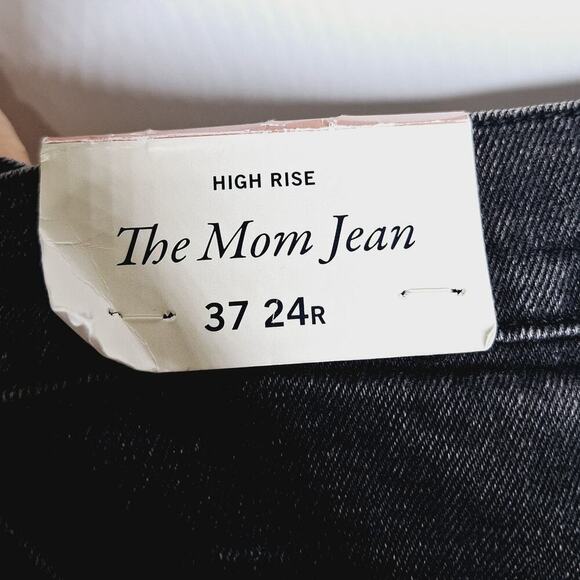 Abercrombie & Fitch The Mom Jean High Rise Denim 37 / 24 R Black Plus Size NEW - Picture 4 of 7